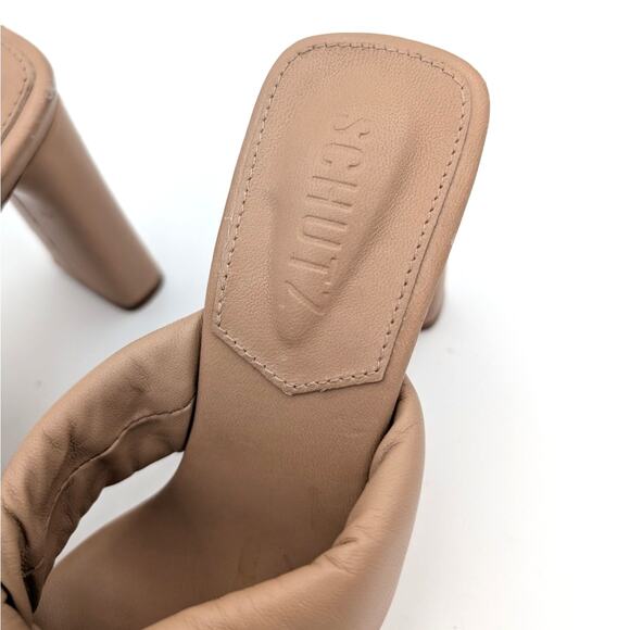 Schutz Fairy Block High Heel Sandal Women's Leather True Beige Size US6B EU37 - Picture 13 of 14